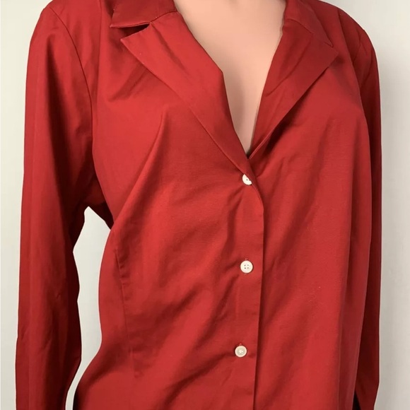 TALBOTS WOMAN’S TOP BLOUSE NEW $79.LONG SLEEVES COTTON WRINKLE RESISTANT SZ 16 - Picture 2 of 14